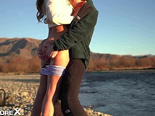 Brunette beauty dominates and satisfies in outdoor sex
