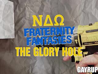 Gay men enjoying hardcore sex in a glory hole setting