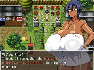 Tanned Natsuki's naughty public piss fetish in hentai game