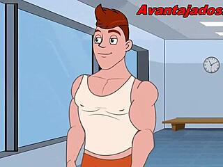 watch this muscular gym slut in cartoon sex