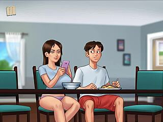 Visual novel and PC gameplay in the hot summer themed game Summertime Saga
