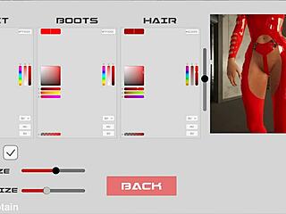 Beautiful shemale in a BDSM outfit in a 3D fetish game