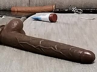 Fat gay enjoys big black cock and anal toys