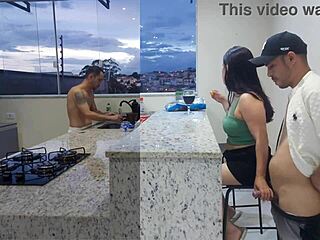 Gay husband helps with cooking while getting blown