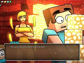 HornyCraft parody game with big-boobed teens and creampies