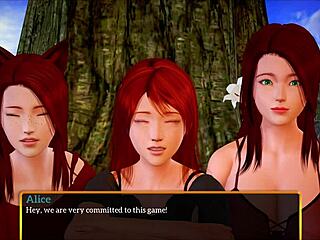 In This Cartoon Game, the Teen Girl with Big Tits and Ass Gets Involved in Erotic Family Adventures