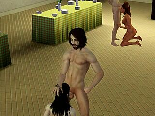 Hot sex in the animated video game The Sims 4