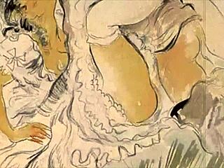 Vintage Erotic Illustration From Retro Hentai Anime Cartoon