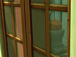 Bartender sucks prince's cock in restroom voyeur scene