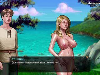 Hentai game featuring big-boobed MILF and young cock