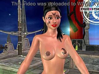 animated 3d cartoon porn of cute indian girl posing and masturbating with banana