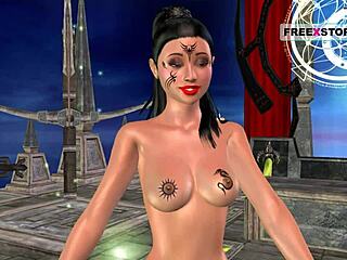 animated 3d cartoon porn of cute indian girl posing and masturbating with banana