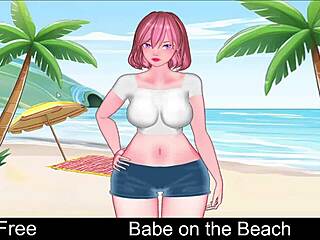 Babe RELAXES on the SUNNY beach in an anime game
