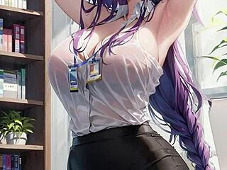 3D Animated AI wife learns hard office lesson with intense pussy play ASMR