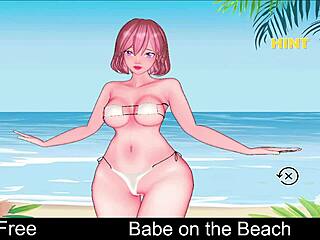 Babe RELAXES on the SUNNY beach in an anime game