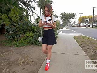 Taylor Sands gets a face full of semen after deepthroat blowjob