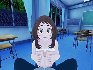 ochako and izuku share intense creampie in hentai action