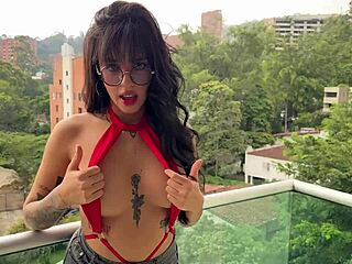 Big tits blonde gets fucked hard on balcony