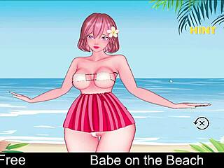 Babe RELAXES on the SUNNY beach in an anime game