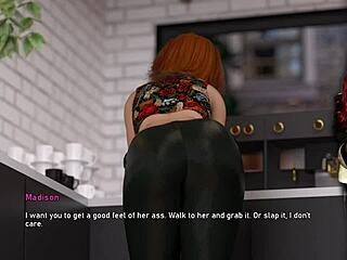 Outdoor naughty game with a girl in a skirt in a cafe