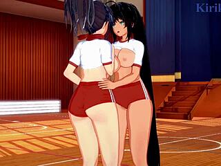 asuka and homura intense lesbian play - senran kagura hentai