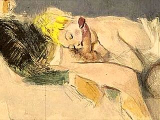 Vintage Erotic Illustration From Retro Hentai Anime Cartoon