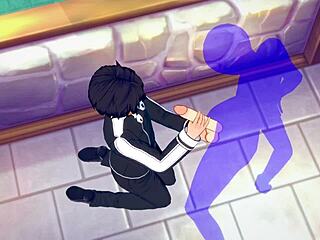 hey, wanna watch kirito get a hot handjob in sword art online yaoi?