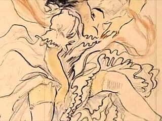 Vintage Erotic Illustration From Retro Hentai Anime Cartoon