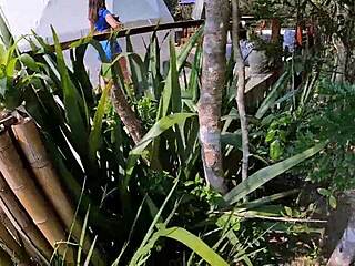 Public park tryst with girlfriend, outdoor sex in nature