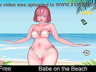 Babe RELAXES on the SUNNY beach in an anime game