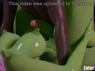Beautiful transsexual queen gets rough anal sex with big black cocks