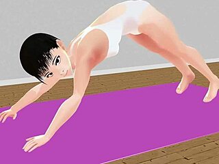 Anime Girl Tries Stretching Yoga in Exercise Clip