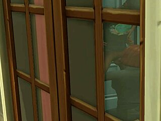 Bartender sucks prince's cock in restroom voyeur scene