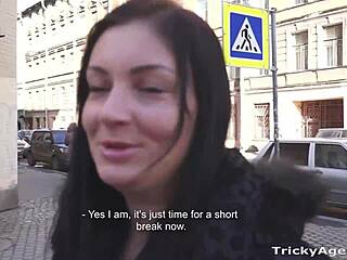 European beauty gets an orgasm with a cum shot