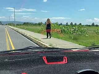 Beautiful BBW gives a car ride to a young woman who is stranded on the road