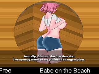 Babe RELAXES on the SUNNY beach in an anime game