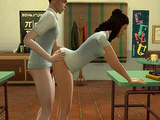 3D animated high school sex with virgin student