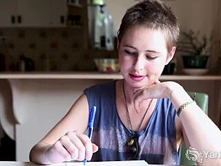 Fit shy Angela James humps counter to orgasms!