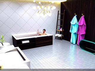 3D animated porn featuring busty mature in shower
