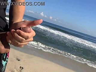 Jerking off at the beach watching sexy girls who join in! 😍