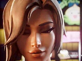 Pharah the futanari goddess of war in a hardcore scene in 2024