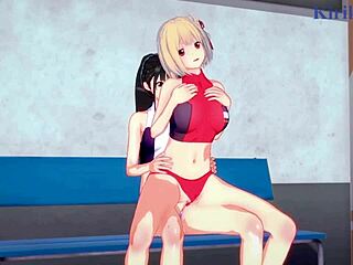 Futanari sex with big tits Chisato and Takina in 3D