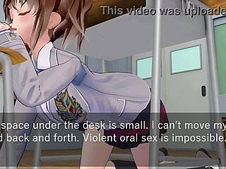 3D animated schoolgirl Karin gets a desk job satisfaction