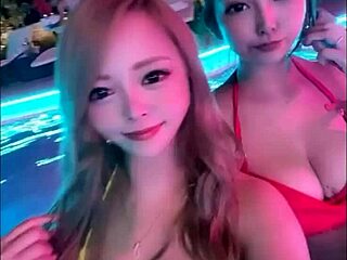 Japanese Sexy Dance with Big Boobs at Poolside