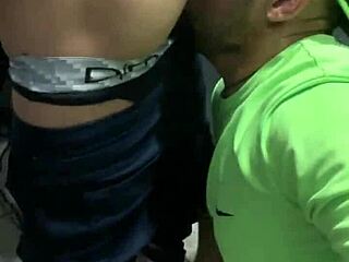 Gay amateurs get it on in see-through bathroom footage