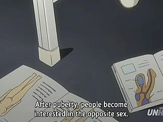 Hentai schoolgirl caught fingering herself in uncensored classroom scene