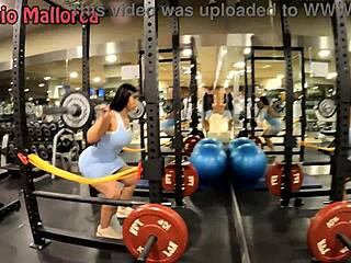 huge ass brunette slut with fake tits gets rough doggystyle fucking in gym