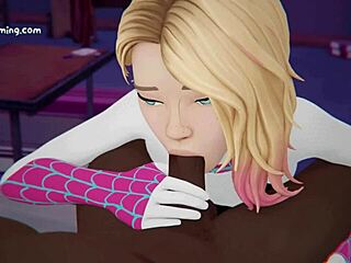 Spidey Sex: Gwen Stacy Bent Over for Miles' Big Cock Creampie in 3D