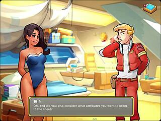 A fun space game with an interracial couple and a sensual sauna scene