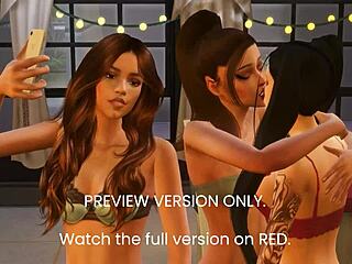 3D animated threesome with an anime-styled Ariana